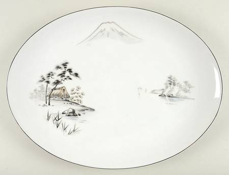 Mt. Fuji Coupe Shape 15" Oval Serving Platter