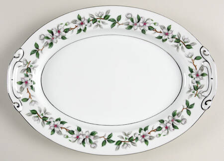 Pamela (Platinum Trim) 12" Oval Serving Platter