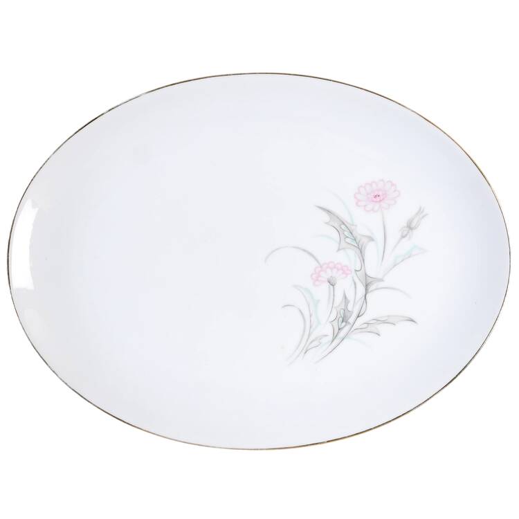 Pink Thistle 15" Oval Serving Platter