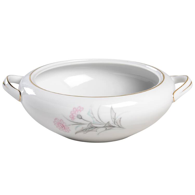 Pink Thistle Round Vegetable No Lid