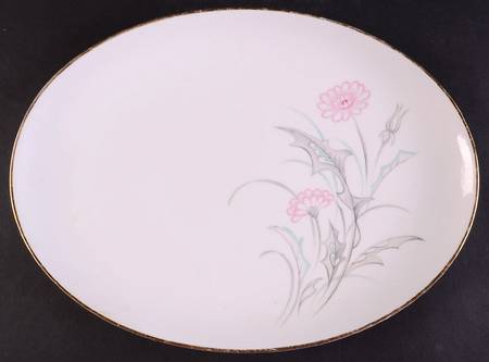 Pink Thistle 12" Oval Serving Platter