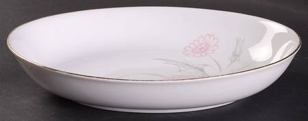 Pink Thistle 9" Oval Vegetable Bowl