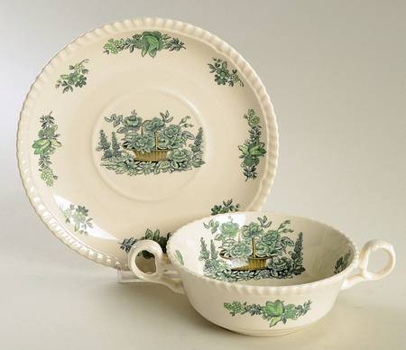 2-7159 Footed Cream Soup Bowl & Saucer Set