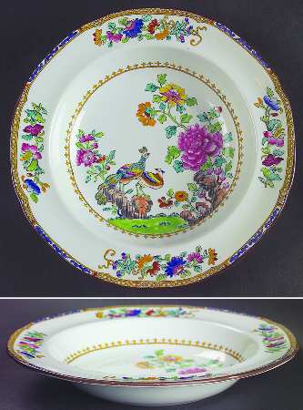 Spode's Peacock (Scalloped) Rim Soup Bowl