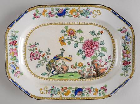 Spode's Peacock (Scalloped) 12" Oval Serving Platter