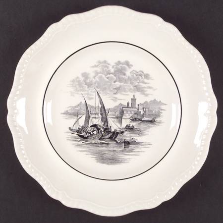 Albion Ships (Black, Verge) Dinner Plate
