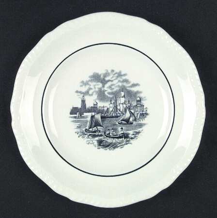 Albion Ships (Black, Verge) Salad Plate
