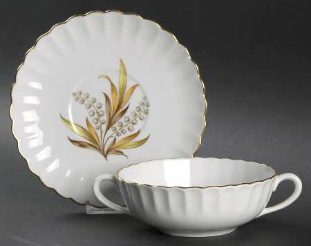 Andromeda Brown and Yellow Flat Cream Soup Bowl & Saucer Set