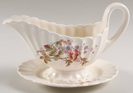 Apple Blossom Gravy Boat with Attached Underplate