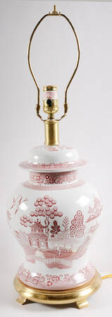 Archive Collection Cranberry Electric Temple Jar Lamp No Shade