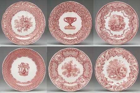 Archive Collection Cranberry (Set of 6) Dinner Plates (Victorian,2,5,6,12,15,16