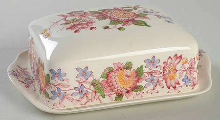 Aster Red (Gadroon) Square Covered Butter
