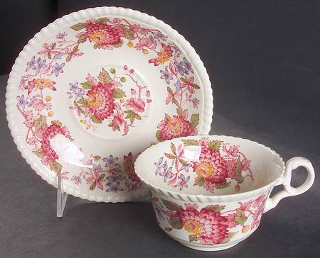 Aster Red (Gadroon) Oversized Cup & Saucer Set