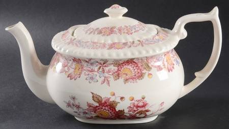 Aster Red (Gadroon) Teapot & Lid