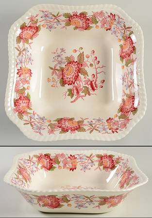 Aster Red (Gadroon) 9" Square Vegetable Bowl