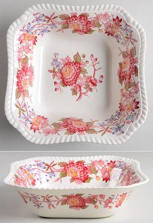 Aster Red (Gadroon) 8" Square Vegetable Bowl