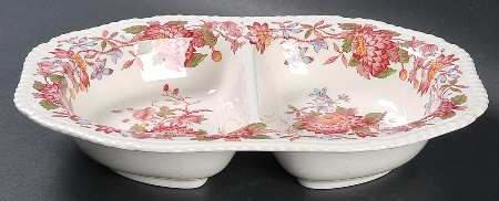 Aster Red (Gadroon) Oval Divided Vegetable Bowl