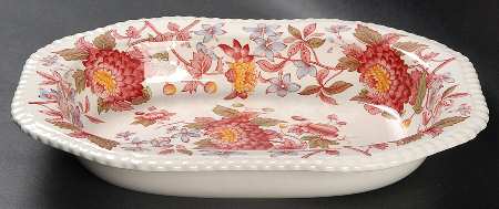 Aster Red (Gadroon) 10" Oval Vegetable Bowl