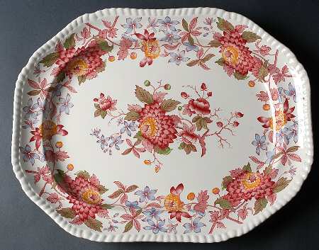 Aster Red (Gadroon) 16" Oval Serving Platter