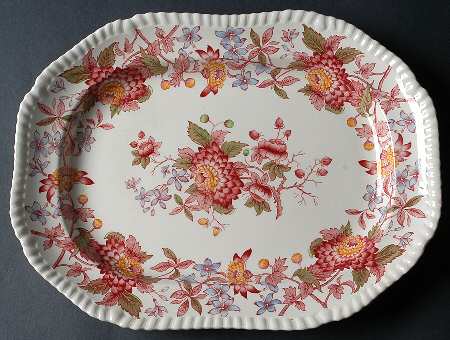 Aster Red (Gadroon) 12" Oval Serving Platter