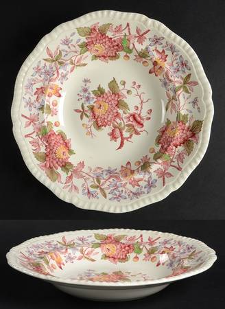 Aster Red (Gadroon) Large Rim Soup Bowl