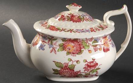 Aster Red (Gadroon) Mini Teapot & Lid