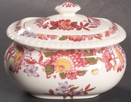 Aster Red (Gadroon) Mini Sugar Bowl & Lid