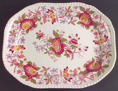 Aster Red (Gadroon) 15" Oval Serving Platter