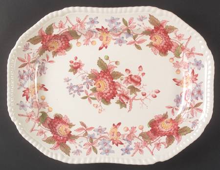 Aster Red (Gadroon) 13" Oval Serving Platter