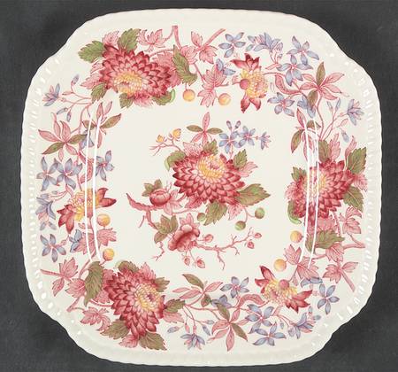 Aster Red (Gadroon) Square Salad Plate