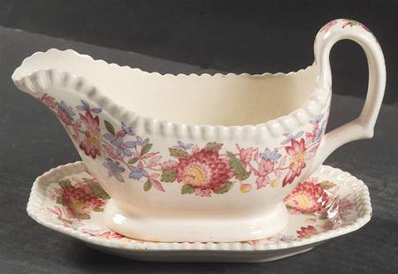 Aster Red (Gadroon) Gravy Boat & Underplate/Relish