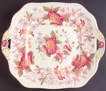 Aster Red (Gadroon) Square Handled Cake Plate