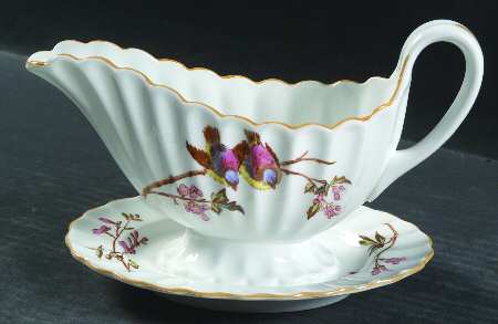 Aviary Birds Gravy Boat with Attached Underplate