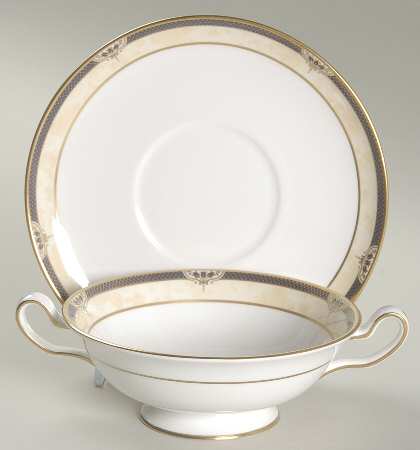 Avignon Footed Cream Soup Bowl & Saucer Set