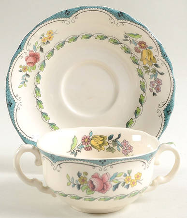 Avondale Flat Cream Soup Bowl & Saucer Set