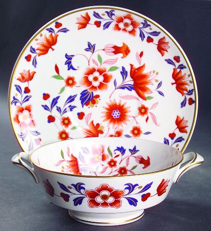 Baroda Footed Cream Soup Bowl & Saucer Set