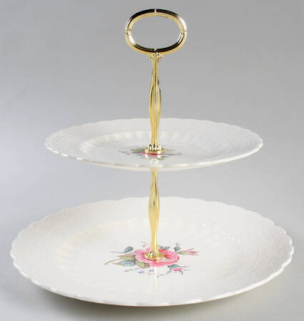 Billingsley Rose Pink (Old Backstamp) 6 5/8"-10"  2 Tiered Serving Tray (Dp, Sp) HC