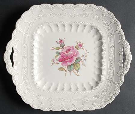Billingsley Rose Pink (Old Backstamp) Square Handled Cake Plate