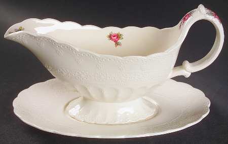 Billingsley Rose Pink (Old Backstamp) Gravy Boat & Underplate