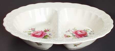 Billingsley Rose Pink (Old Backstamp) 11" Oval Divided Vegetable Bowl