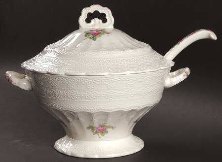 Billingsley Rose Pink (Old Backstamp) Tureen & Lid w/Ladle