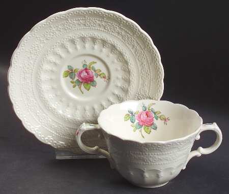 Billingsley Rose Pink (Old Backstamp) Flat Bouillon Cup & Saucer