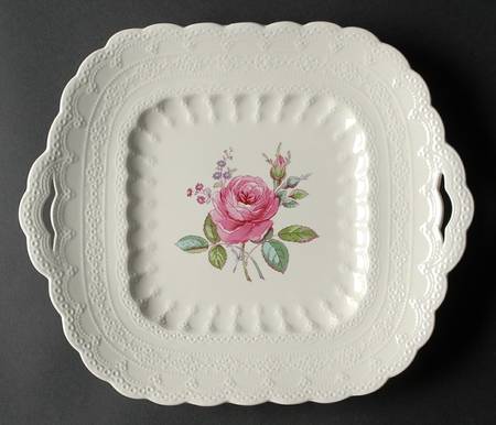 Billingsley Rose Pink (Old Backstamp) Square Handled Cake Plate