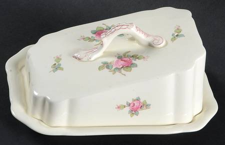 Billingsley Rose Pink (Old Backstamp) Cheese Dish with Lid (Wedge)
