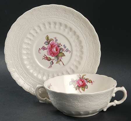 Billingsley Rose Pink (New Backstamp) Flat Cream Soup Bowl & Saucer Set