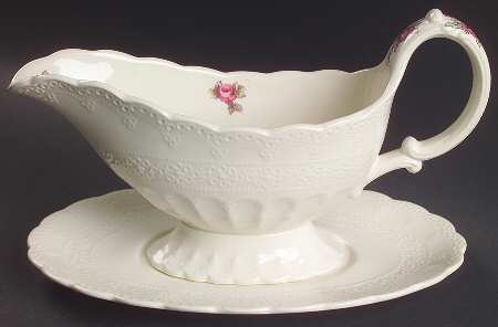 Billingsley Rose Pink (New Backstamp) Gravy Boat & Underplate
