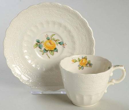 Billingsley Rose Yellow (Jewel) Flat Demitasse Cup & Saucer Set