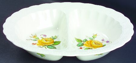 Billingsley Rose Yellow (Jewel) 11" Oval Divided Vegetable Bowl