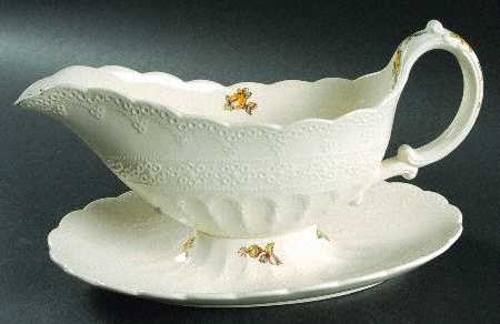 Billingsley Rose Yellow (Jewel) Gravy Boat with Attached Underplate