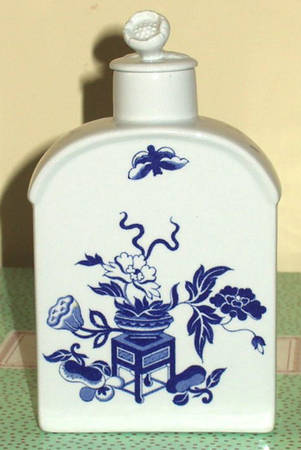 Blue Bowpot All Blue (Fine Newstone) Tea Caddy & Lid